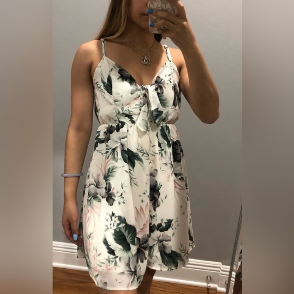 Sienna Sky Cream and Green Floral Midi Dress